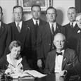 Texas Governor Miriam Ferguson Signing a Bill, Austin, c. 1933