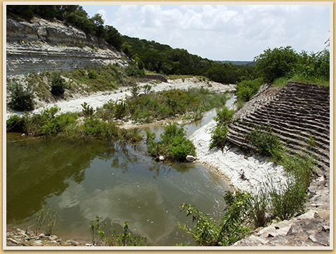 Rock Lined Spillway, Cleburne State Park, c. 2007